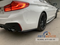 Накладки под задний бампер (Мини-лезвия ЧЕРНЫЙ ЛАК) BMW 5-series (G30)-6